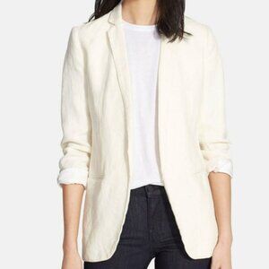 AYR Creamy Ivory Open Front Linen Blazer - Size 4, EUC